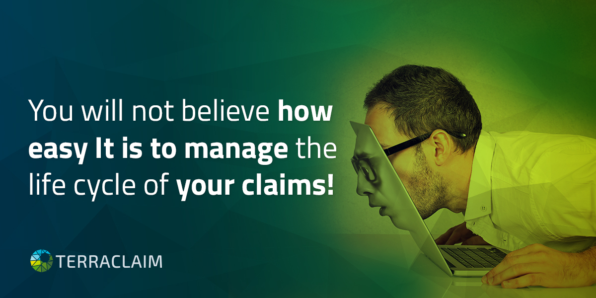 Surprised person looking at a claims management software.